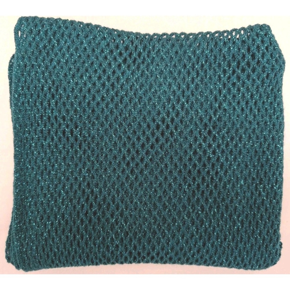 Cejon Infinity Scarf Teal‎ Metallic Loose Weave New Sparkle Festive